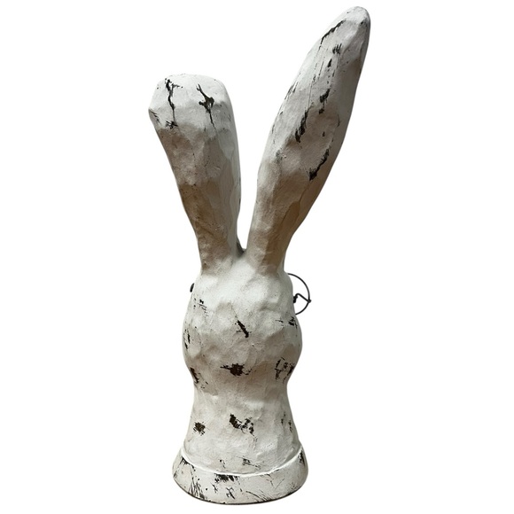 Vintage Distressed Rabbit Head Bust w/ Glasses White Resin Farmhouse Decor - Picture 3 of 6